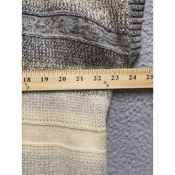 Eddie Bauer Cardigan Sweater Sleeveless Open Front Beige Ivory Stripe Size M - Picture 5 of 8